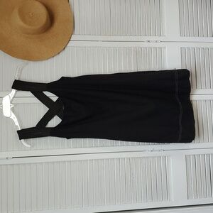 C&C California Black Linen Sleeveless Dress With Pockets Size XS